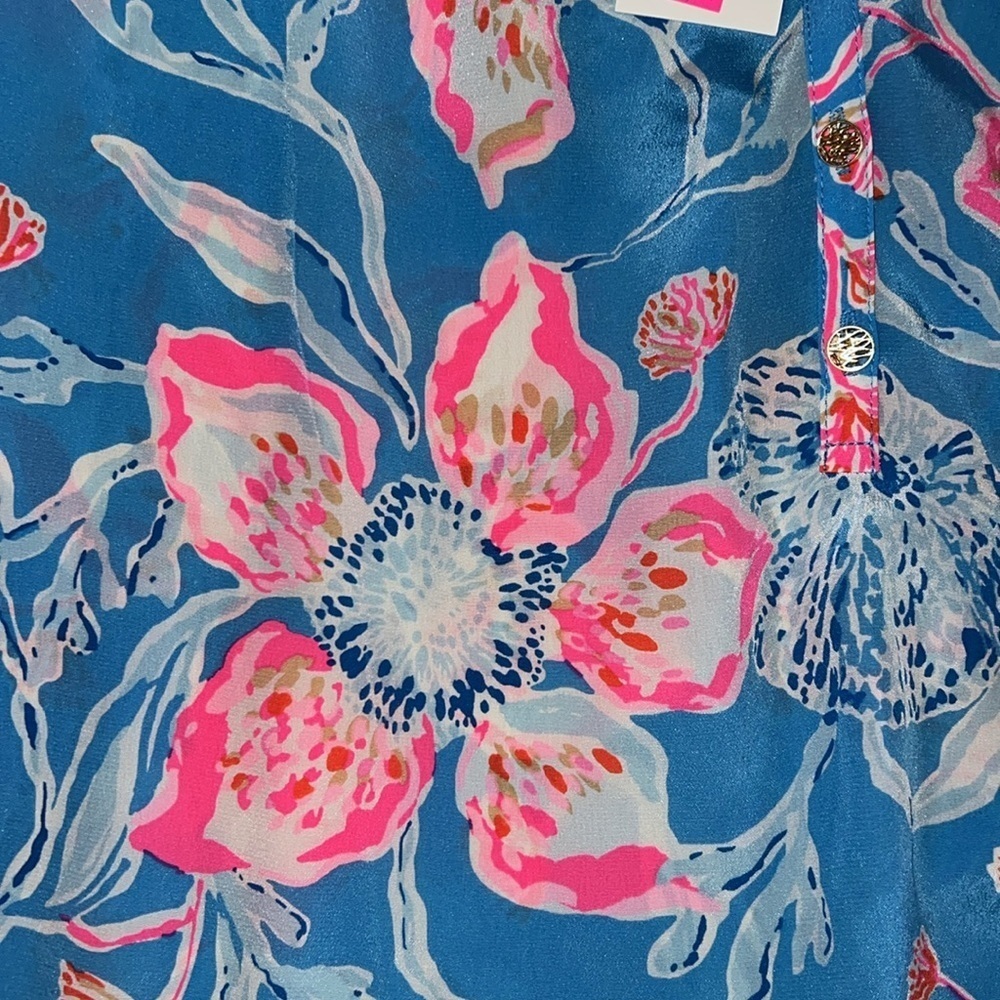 Lilly Pulitzer Elsa Silk Top in Multi Bahamian Rhapsody size large NWT - Picture 7 of 9